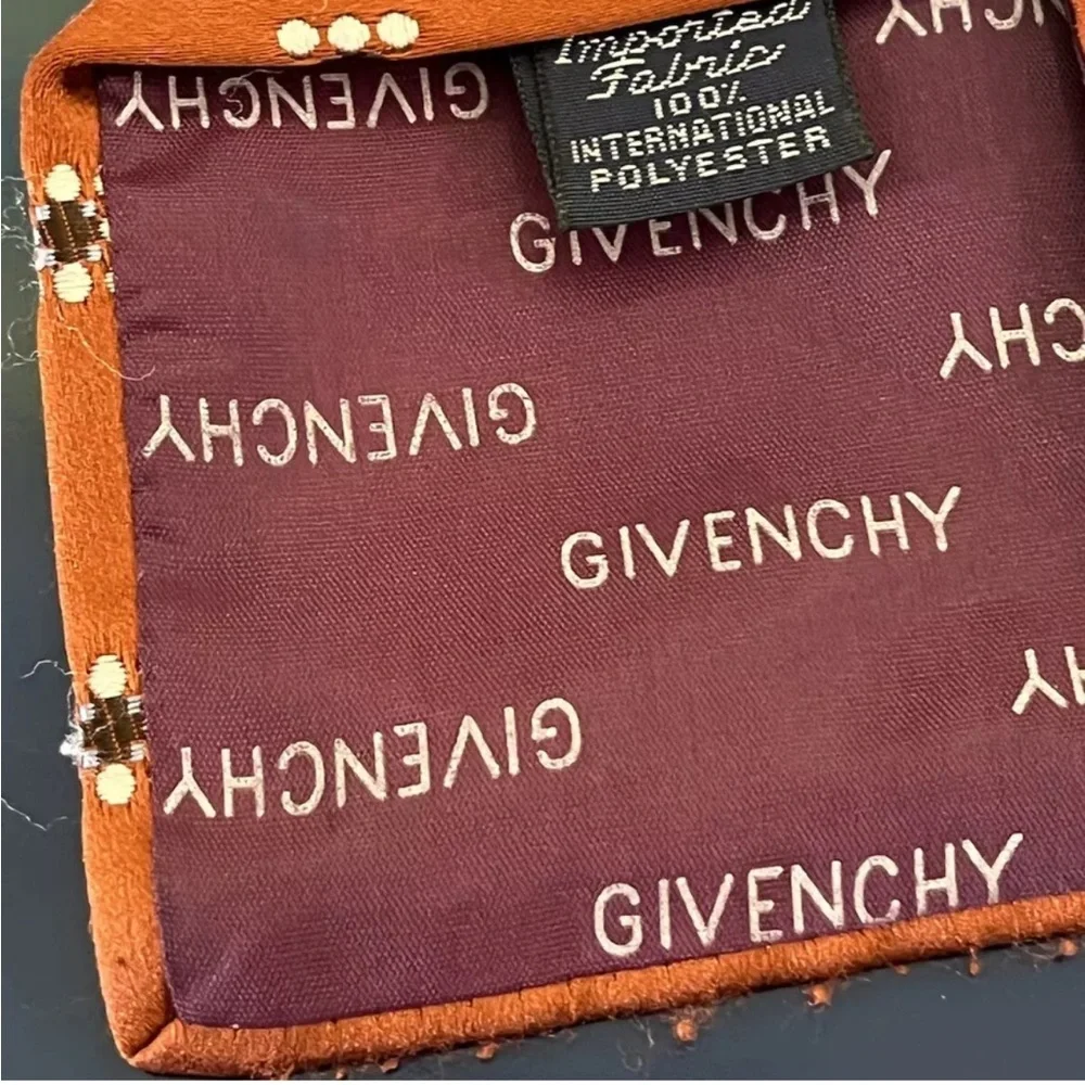 Givenchy Gentlemen Paris Tie Polyester Orange Gray Diamond Wide Vintage 70s 80s